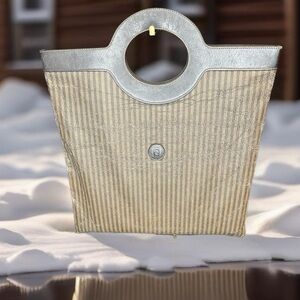 FENDI Vintage Pequin Coated Canvas Flat Tote Bag